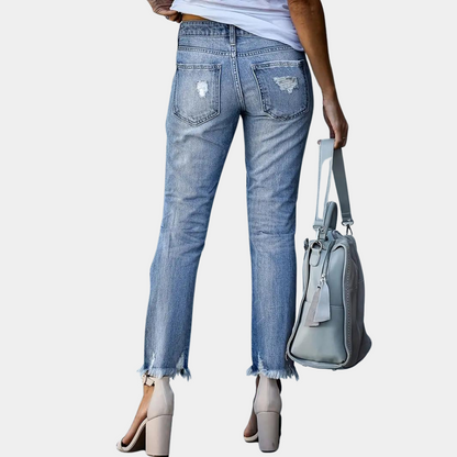 Romilly - trendy damejeans med en cool ødelagt effekt