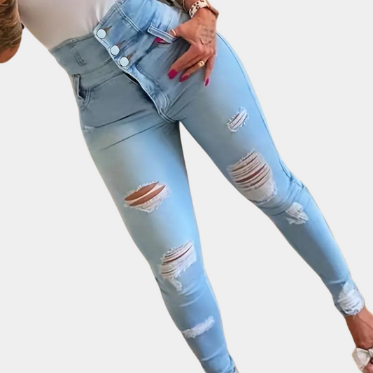 Trendy revnede højtaljede jeans til kvinder - elizabete kollektion