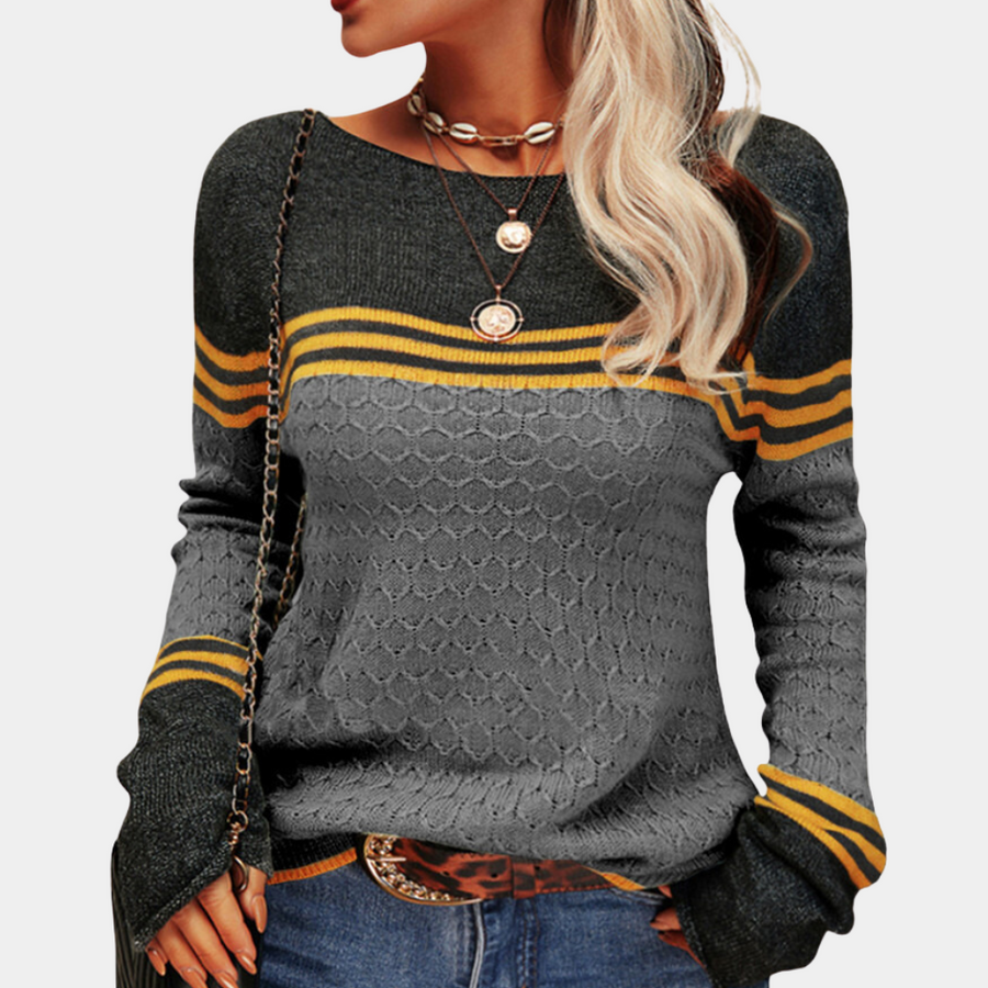 Trendy colorblock-stribet trøje til kvinder