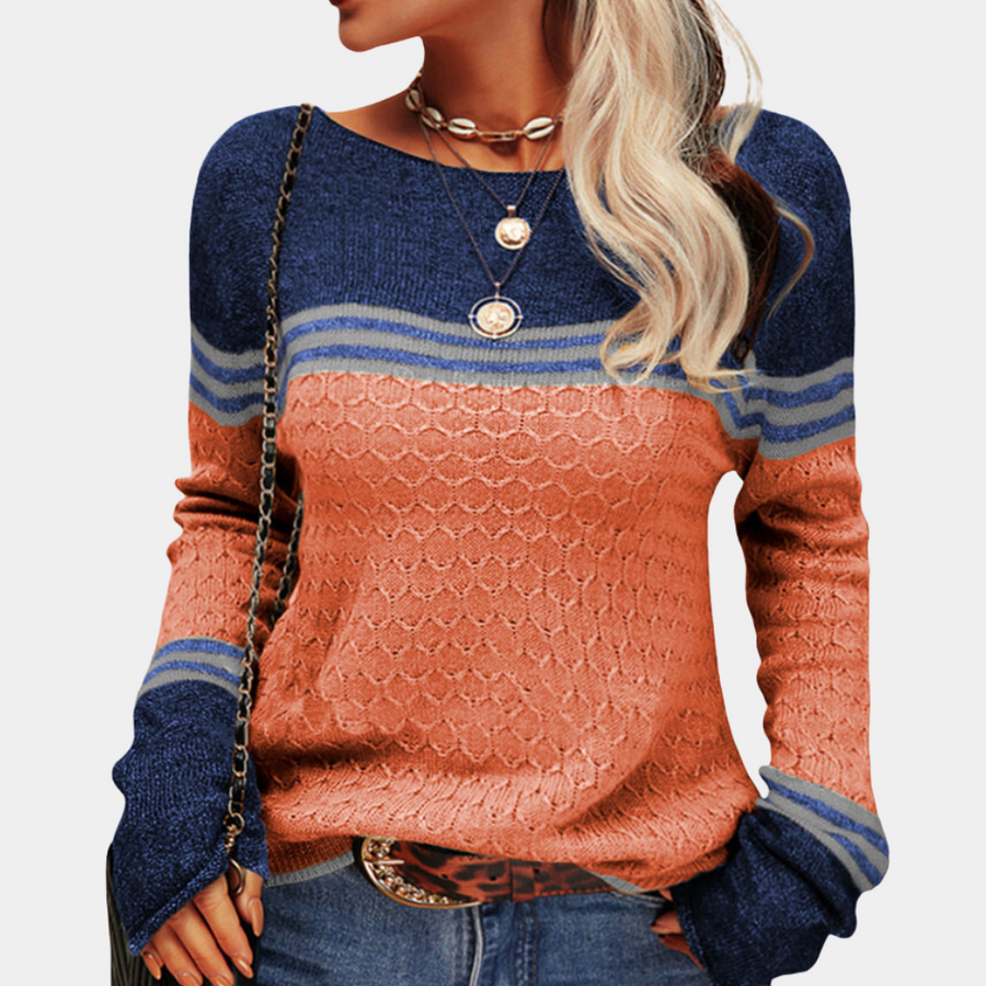 Trendy colorblock-stribet trøje til kvinder