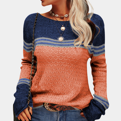 Trendy colorblock-stribet trøje til kvinder