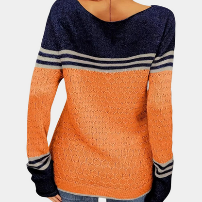 Trendy colorblock-stribet trøje til kvinder