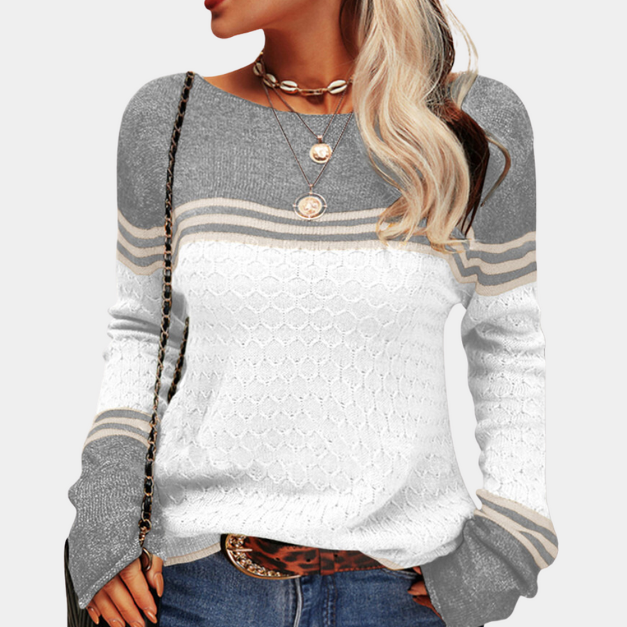 Trendy colorblock-stribet trøje til kvinder