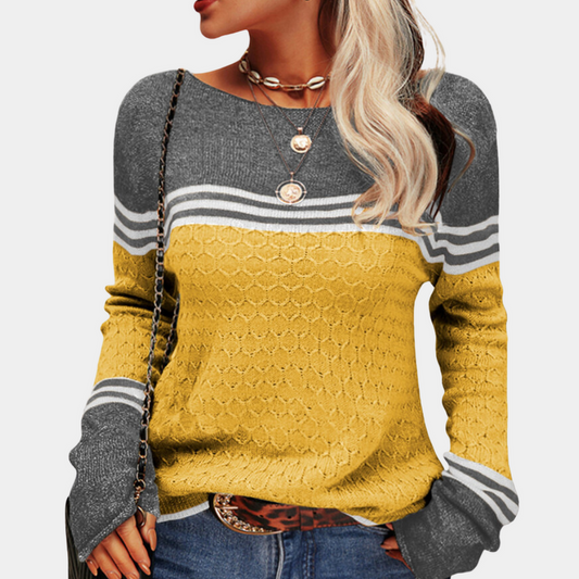 Trendy colorblock-stribet trøje til kvinder