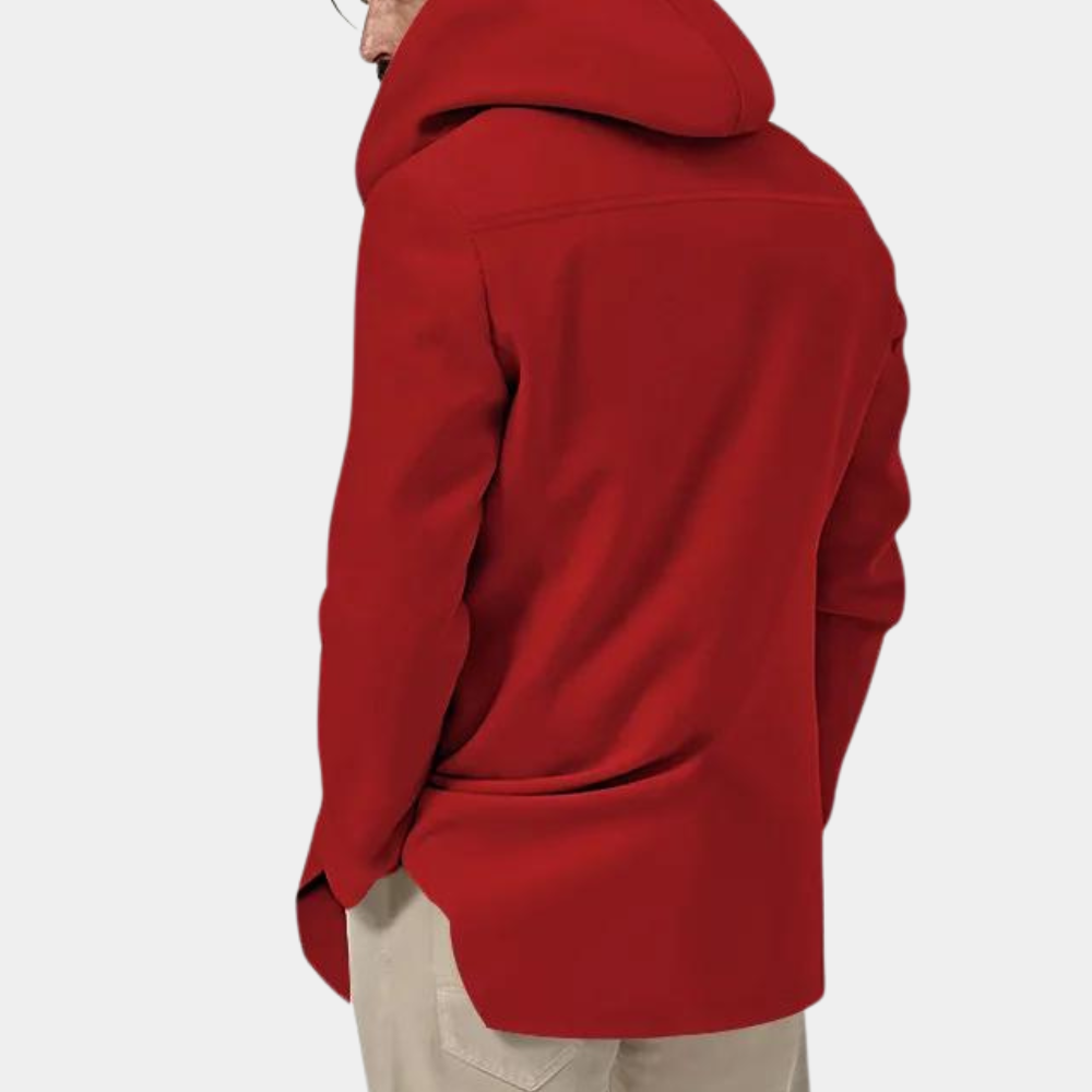 Stilfuld trenchcoat til mænd med en praktisk hætte for et afslappet look