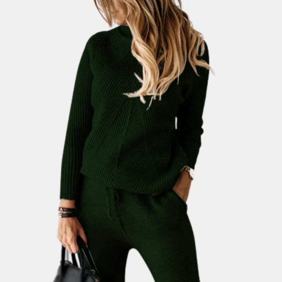 Chic todelt strikket dameoutfit