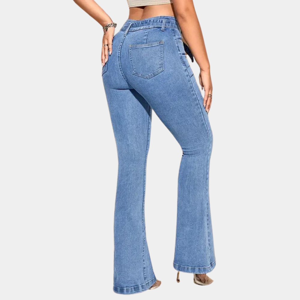 Feminine jeans med høj stretch og brede ben for ultimativ komfort