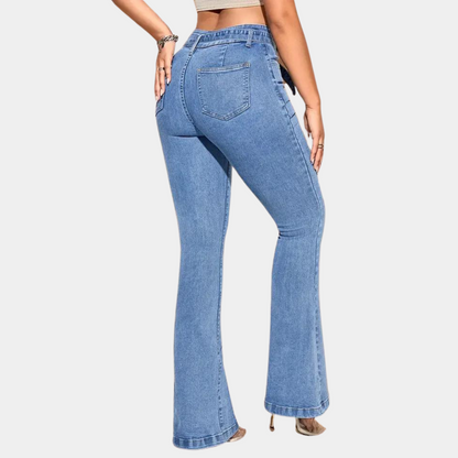 Feminine jeans med høj stretch og brede ben for ultimativ komfort