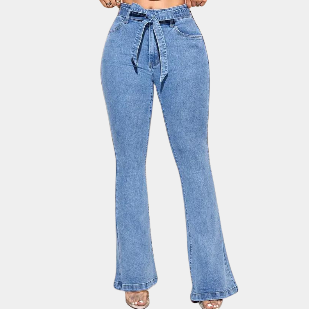 Feminine jeans med høj stretch og brede ben for ultimativ komfort