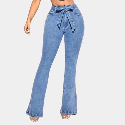 Feminine jeans med høj stretch og brede ben for ultimativ komfort