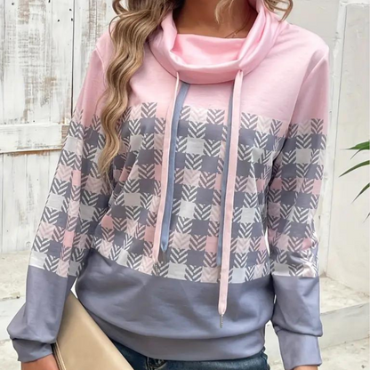 Emmanuelle - moderigtig og behagelig ternet sweatshirt til kvinder