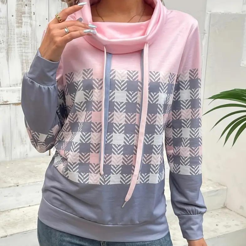 Emmanuelle - moderigtig og behagelig ternet sweatshirt til kvinder