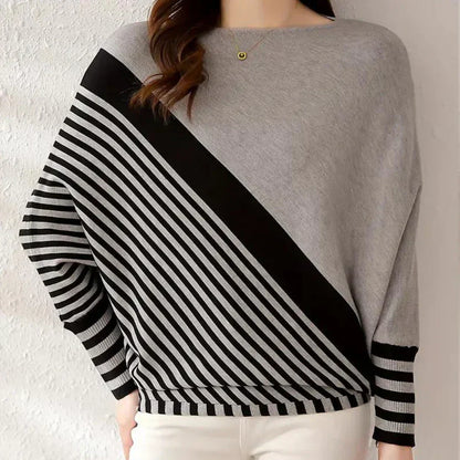 Oleda - hyggelig stribet flagermus-sweater til kvinder