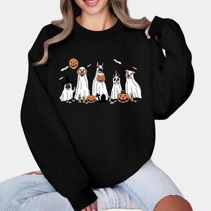 Margaret - stilfuld halloween sweater til kvinder med sødt hundeprint