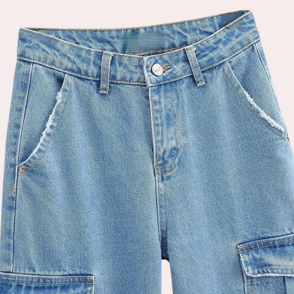 Mailani - trendy denim cargobukser til kvinder