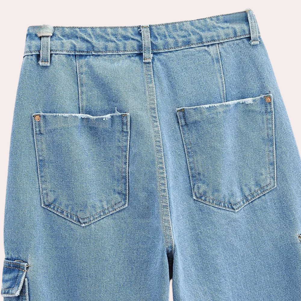 Mailani - trendy denim cargobukser til kvinder