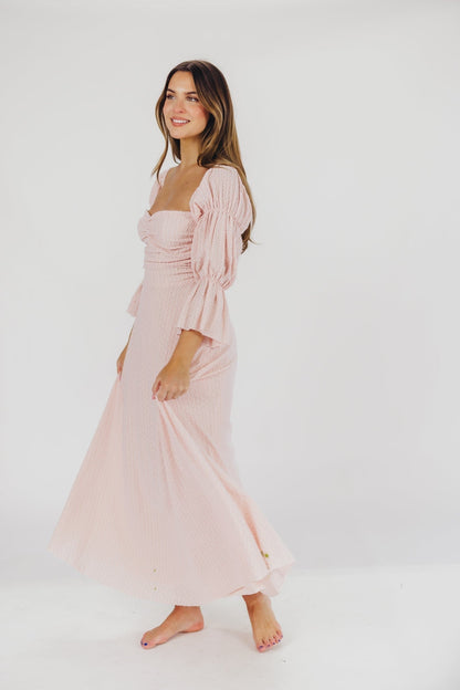 Corrine tiered sleeve Maxi Dress med lommer i ballerina pink - bump friendly