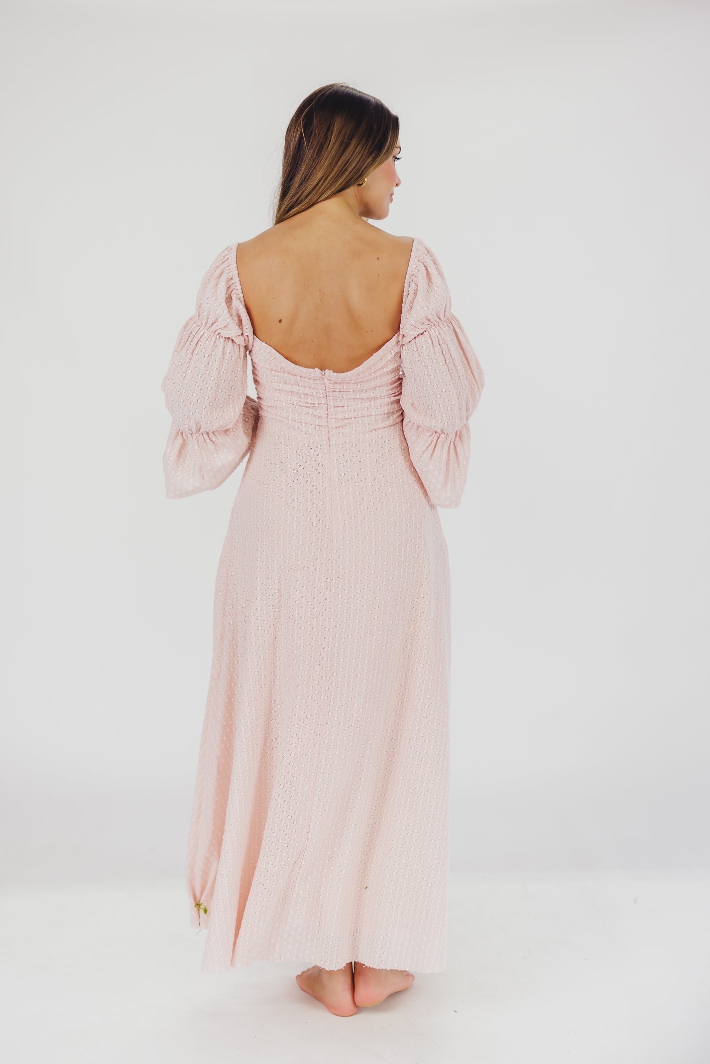 Corrine tiered sleeve Maxi Dress med lommer i ballerina pink - bump friendly