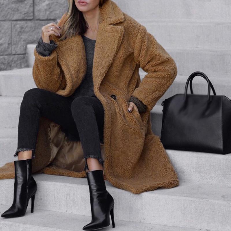 Lang faux fur-jakke til kolde dage - Askepot