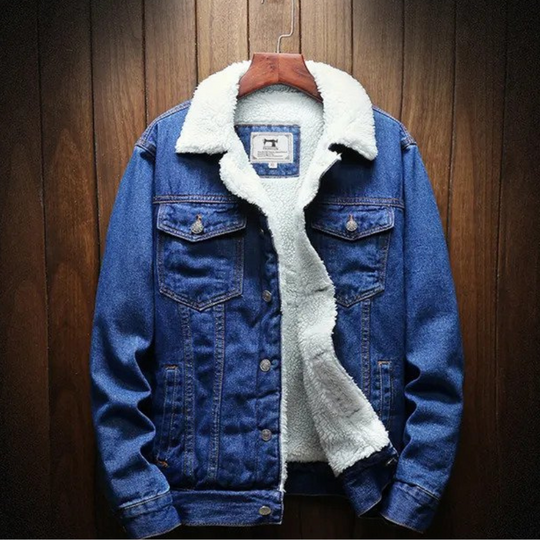 Essentials denimjakke - herre vinterjakke med fleecefor