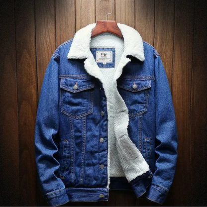 Essentials denimjakke - herre vinterjakke med fleecefor