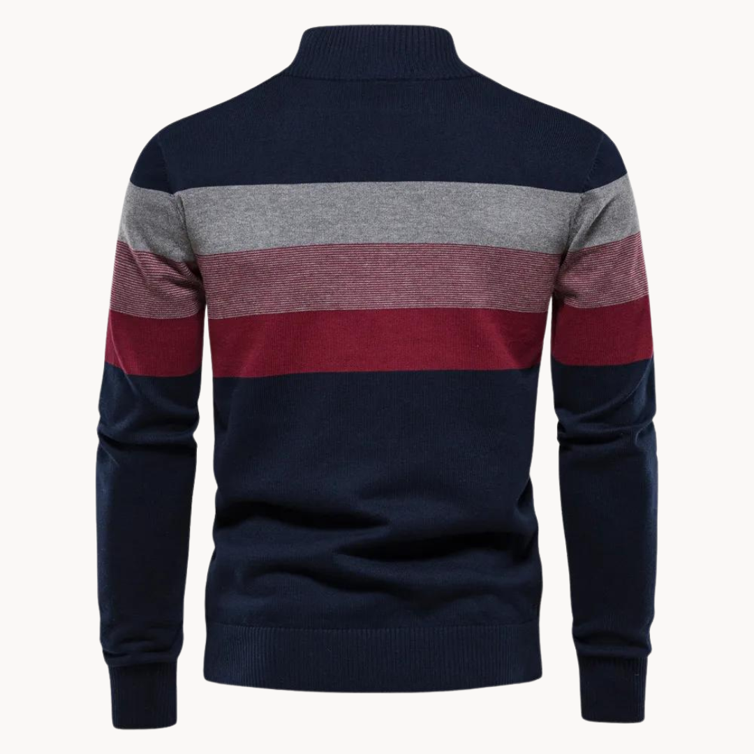 Nilo - sofistikeret, stribet slim fit herretrøje med lynlås