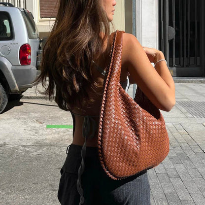 Gewebte Tasche | Groß | Ein Riemen | Umhängetasche | Handtasche-Leyna Moda