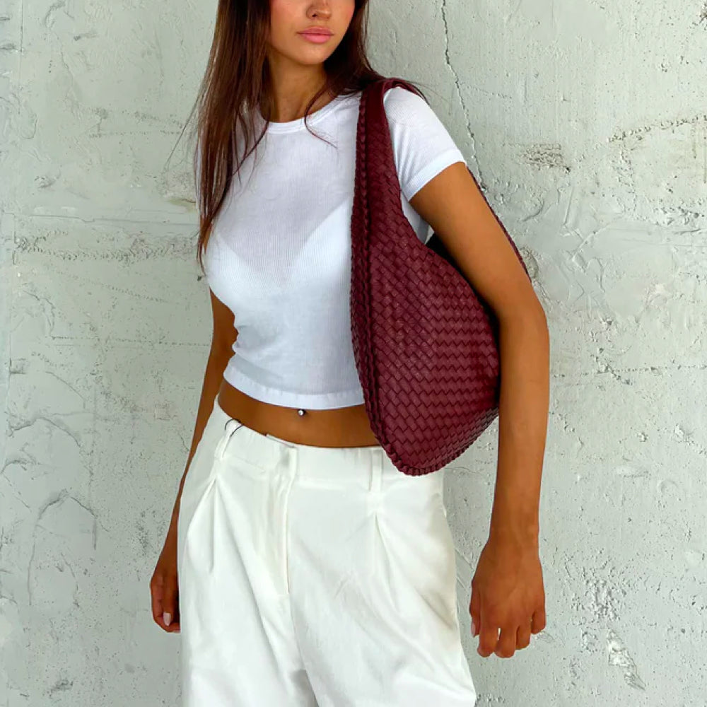 Gewebte Tasche | Groß | Ein Riemen | Umhängetasche | Handtasche-Leyna Moda