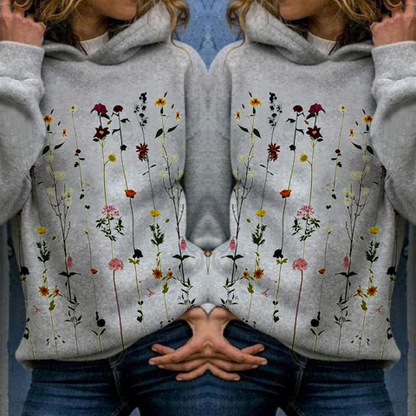 Elle&vire hættetrøje med blomsterprint