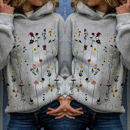 Elle - hættetrøje med blomsterprint