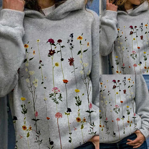 Elle&vire hættetrøje med blomsterprint