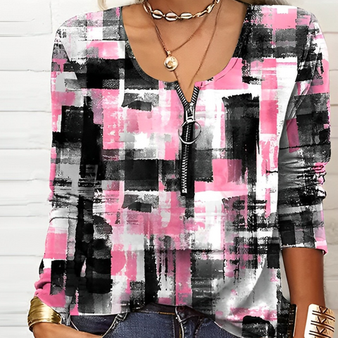 Eva Janssen – pink bluse med moderne print