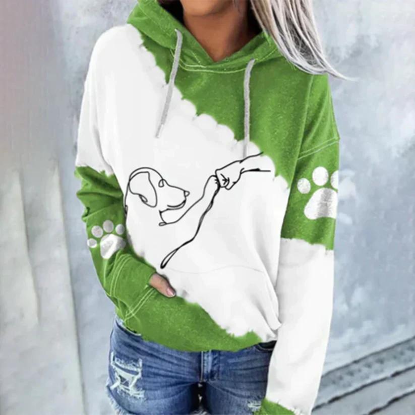 Rosamund - trendy hættetrøje med hundeprint