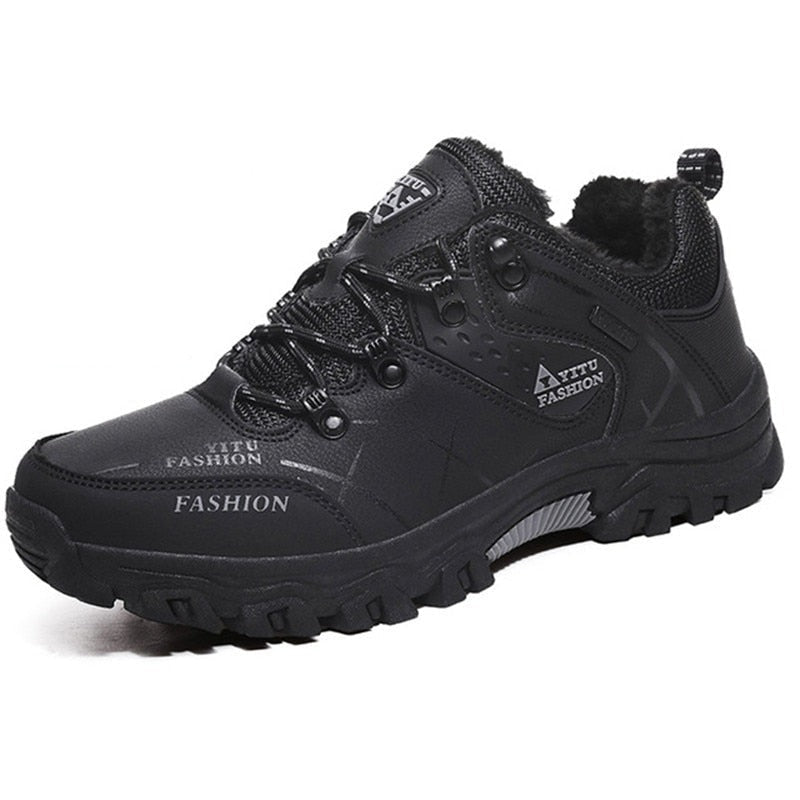 Mænds vinterstøvler, vandtætte lædersneakers