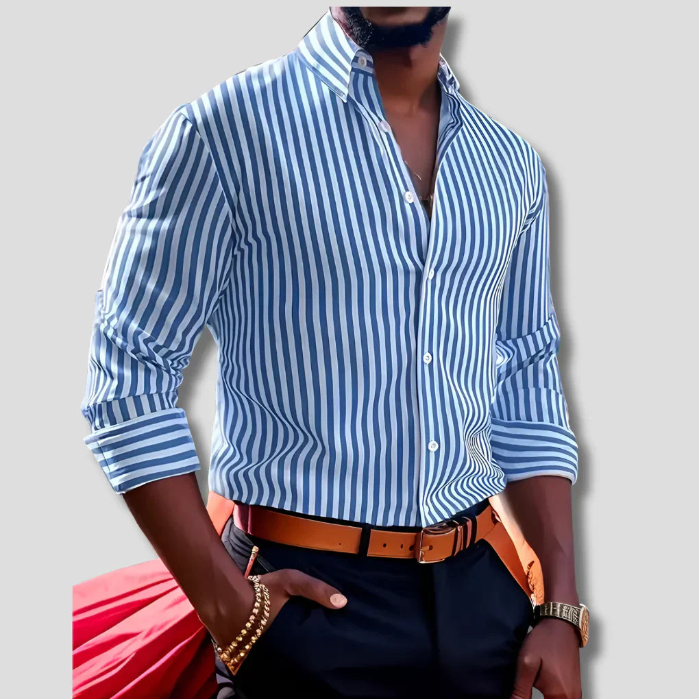 Stribet bomuldsskjorte – herre