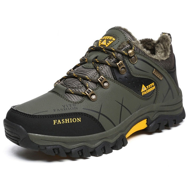 Mænds vinterstøvler, vandtætte lædersneakers