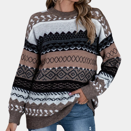 Stribet dametrøje i vintagestil