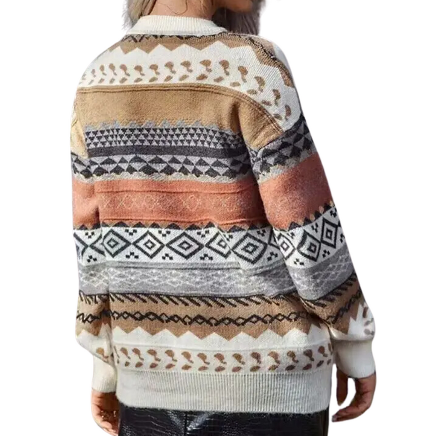 Stribet dametrøje i vintagestil