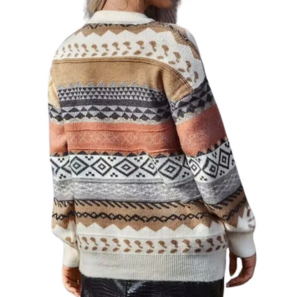 Stribet dametrøje i vintagestil