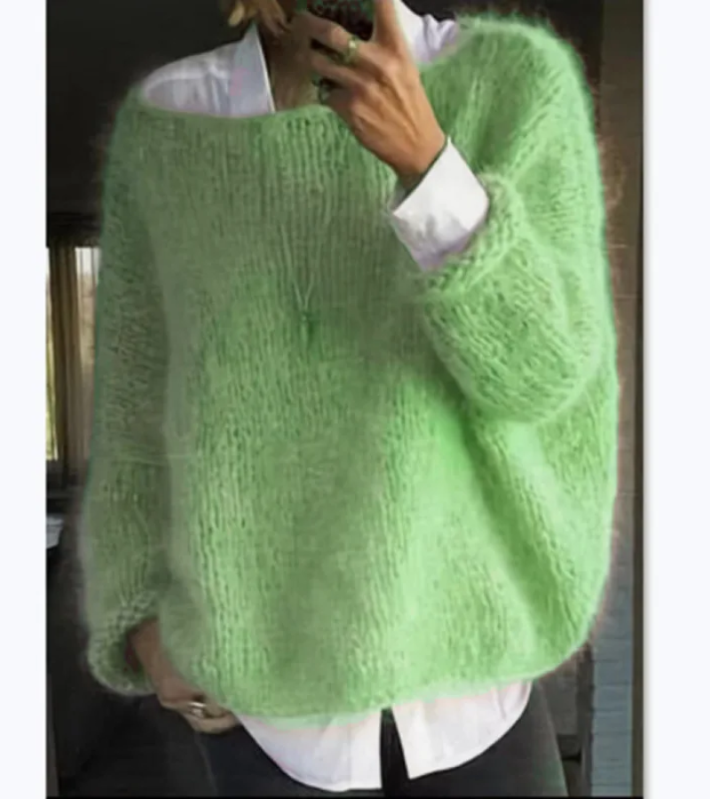 Oversized strikket dametrøje | blødt og hyggeligt