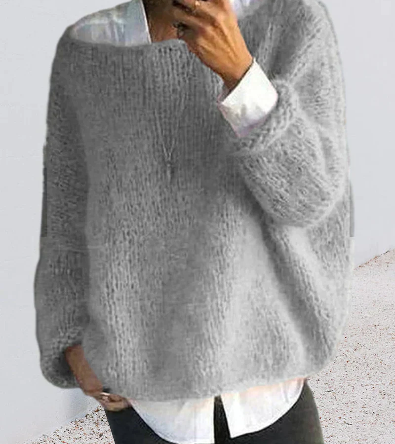 Oversized strikket dametrøje | blødt og hyggeligt