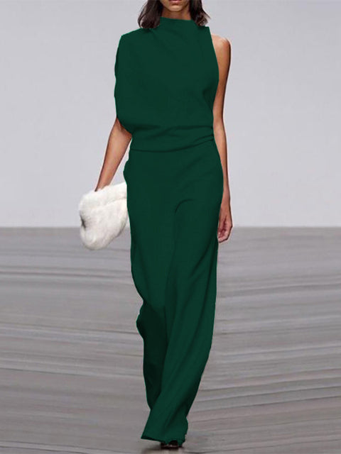 Dame jumpsuit med rund halsudskæring