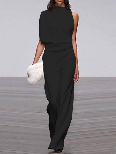 Dame jumpsuit med rund halsudskæring