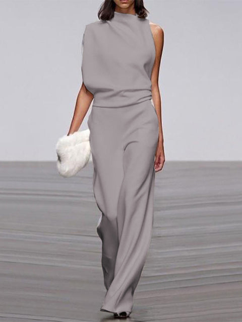 Dame jumpsuit med rund halsudskæring
