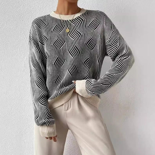 Varm damestrikket sweater med rullekrave
