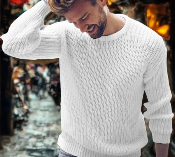 Noah – sweater i bomuldsblanding med rund hals og ribbede manchetter