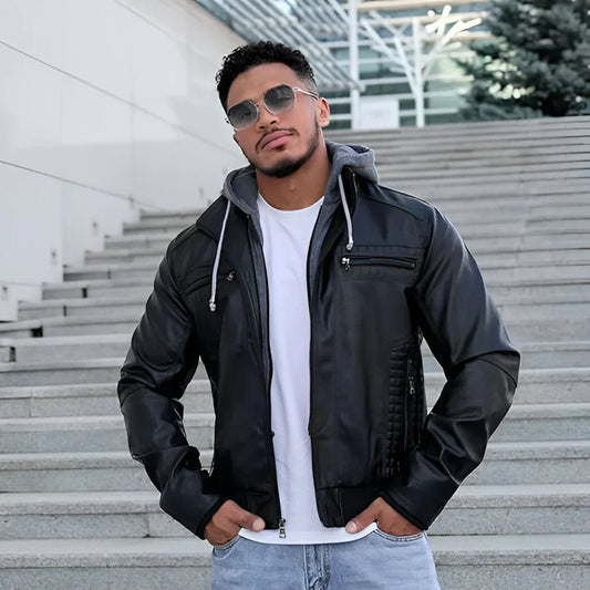 Skræddersyet herrelæderjakke med lynlås – herre