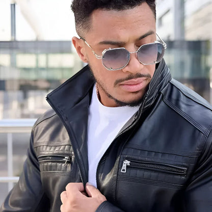 Skræddersyet herrelæderjakke med lynlås – herre