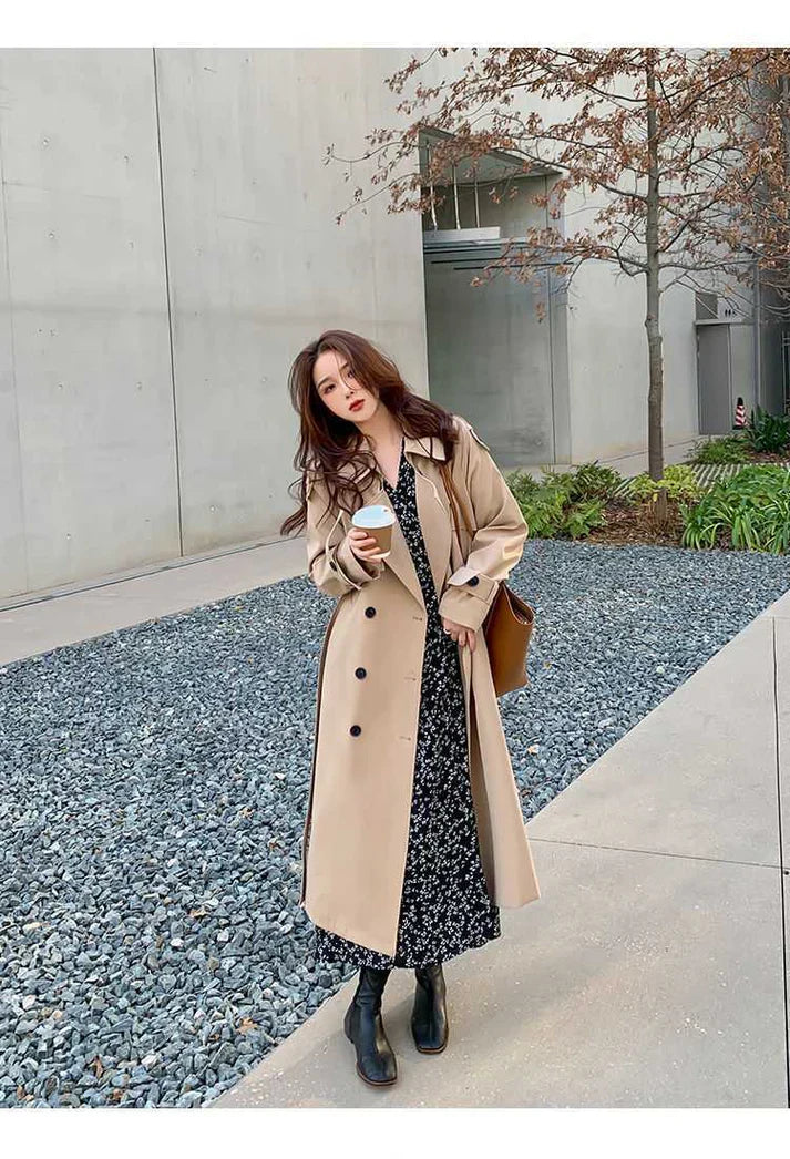 Lang dobbeltradet trenchcoat - Kornelia