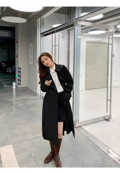 Lang dobbeltradet trenchcoat - Kornelia